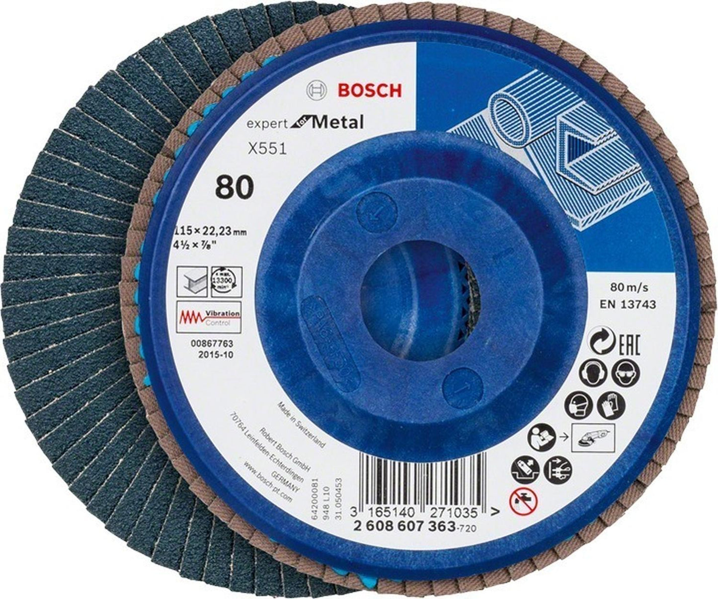 Disco Flap X571 Expert For Metal 115mm G80 Recto - Bosch - Herram.cl