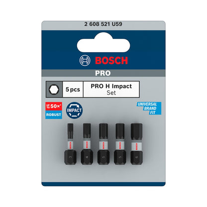 Juego Puntas PRO Impact H3,H4,H5,H6x25mm 5 Pzas - Bosch - Herram.cl
