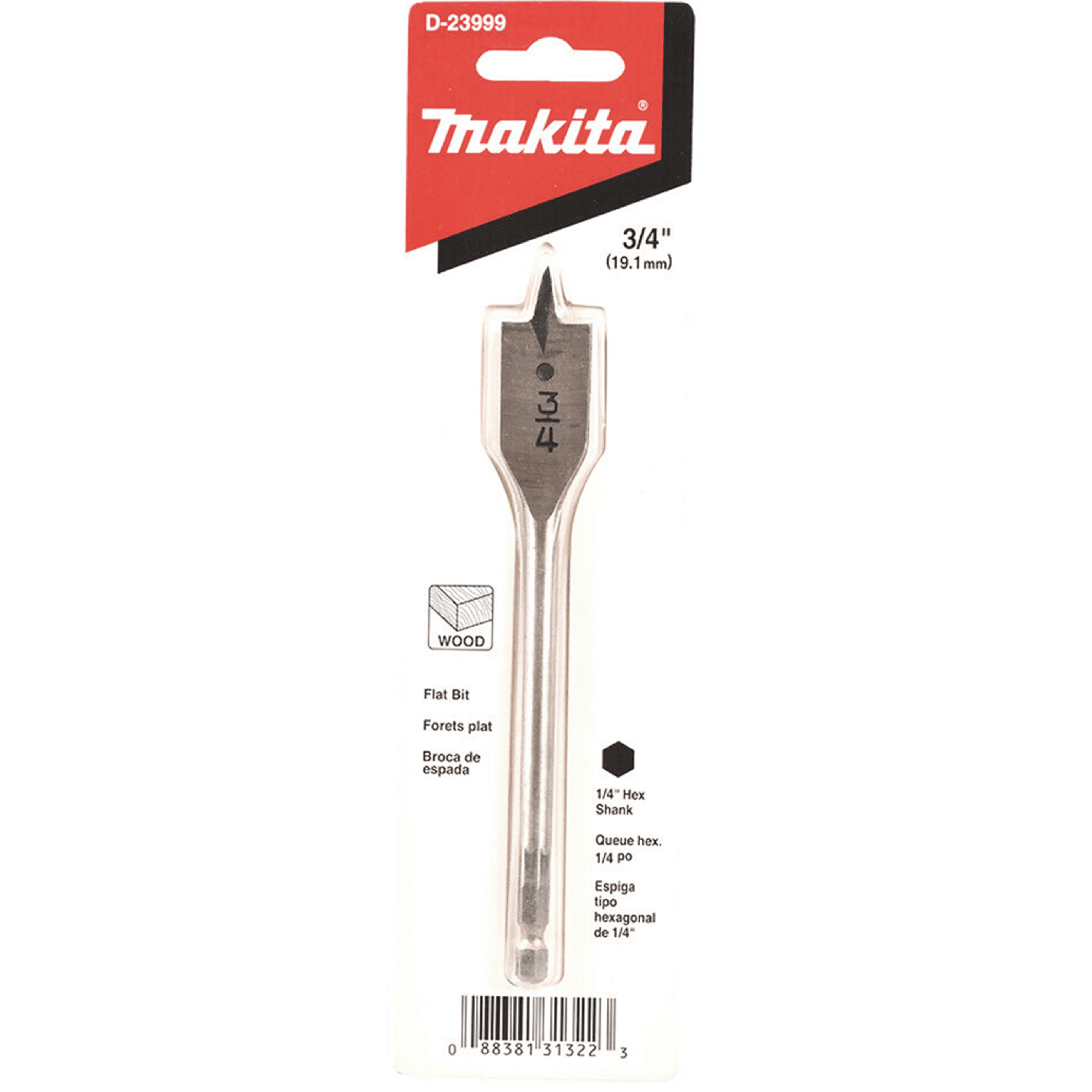 Broca Paleta 3/4'' x 6'' (19,1x150mm) Hex. 1/4'' - Makita - Herram.cl