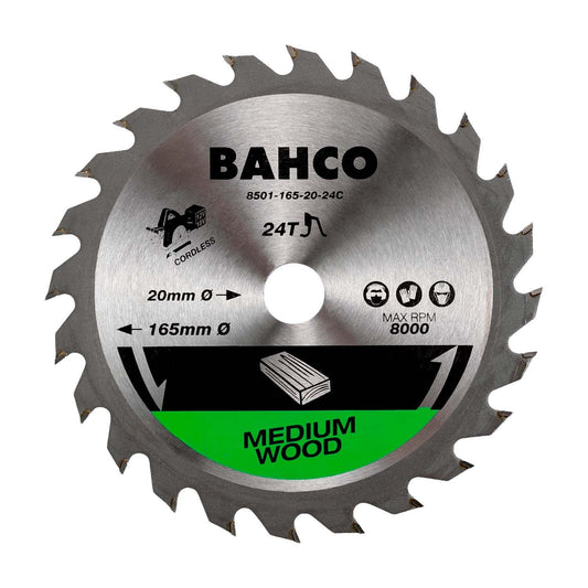 Disco De Sierra Circular 165x1.6x20mm 24 D Madera - Bahco - Herram.cl