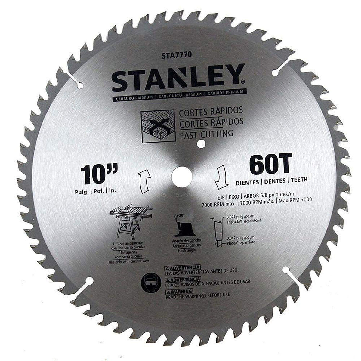 Disco Sierra Madera 10'' 254mm 60D Stanley STA7770 - Herram.cl