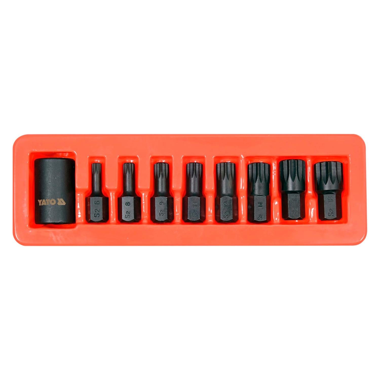 Juego De Puntas De Impacto Spline 1/2'', 9 Pzas - Yato - Herram.cl