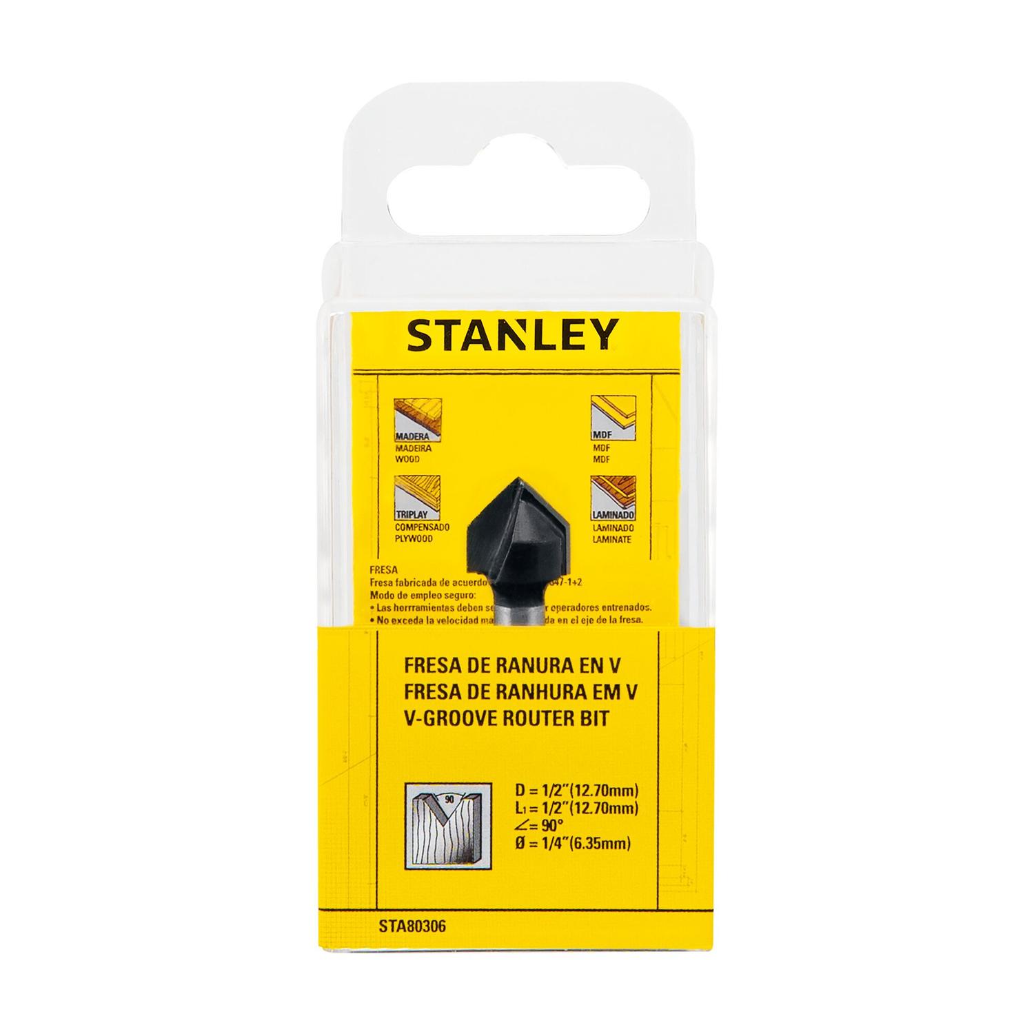 Fresa Ranurar En V Toma 1/4'' 1/2''x1/2'' - Stanley - Herram.cl