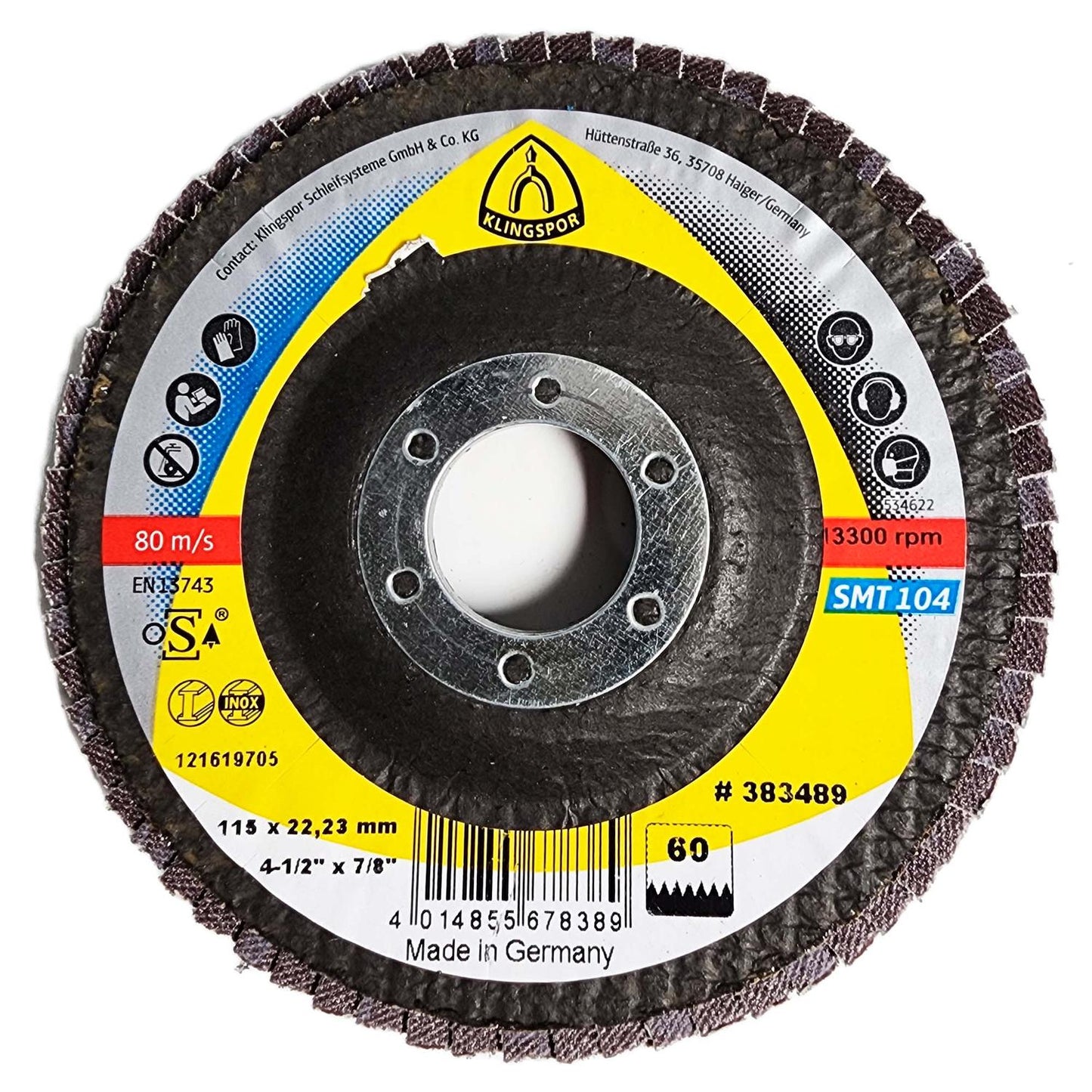 Pack 10 Discos Flap SMT 104 Inox 4 - 1/2'' Curvo - Klingspor - Herram.cl