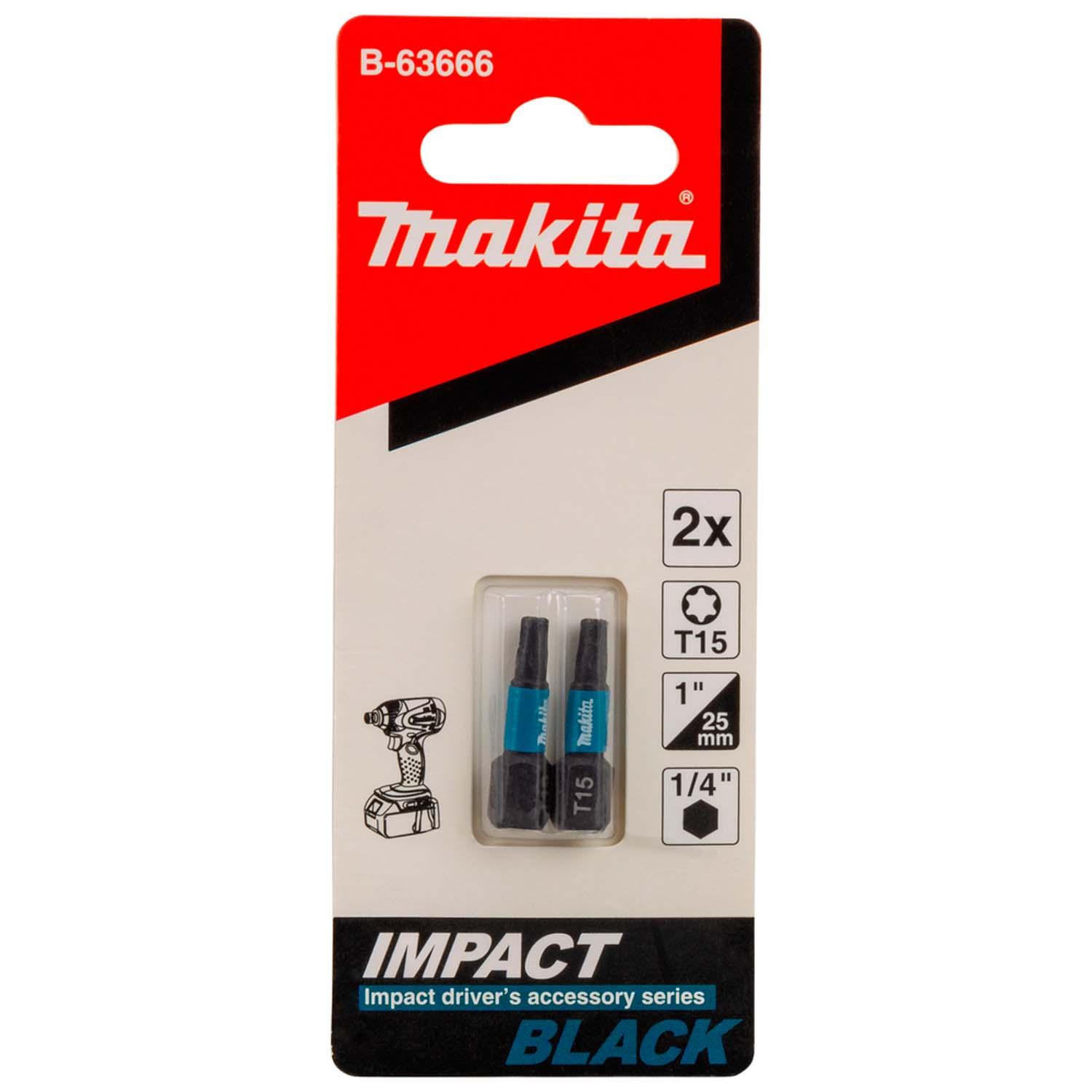 Puntas Impact Black T15 - 25mm 2 Pzas - Makita - Herram.cl