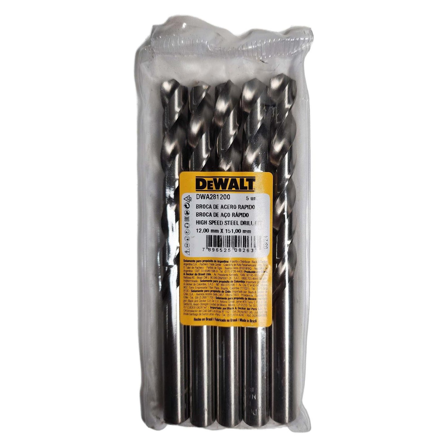 Brocas Para Metal HSS 12mm 5 Pzas - DeWALT - Herram.cl
