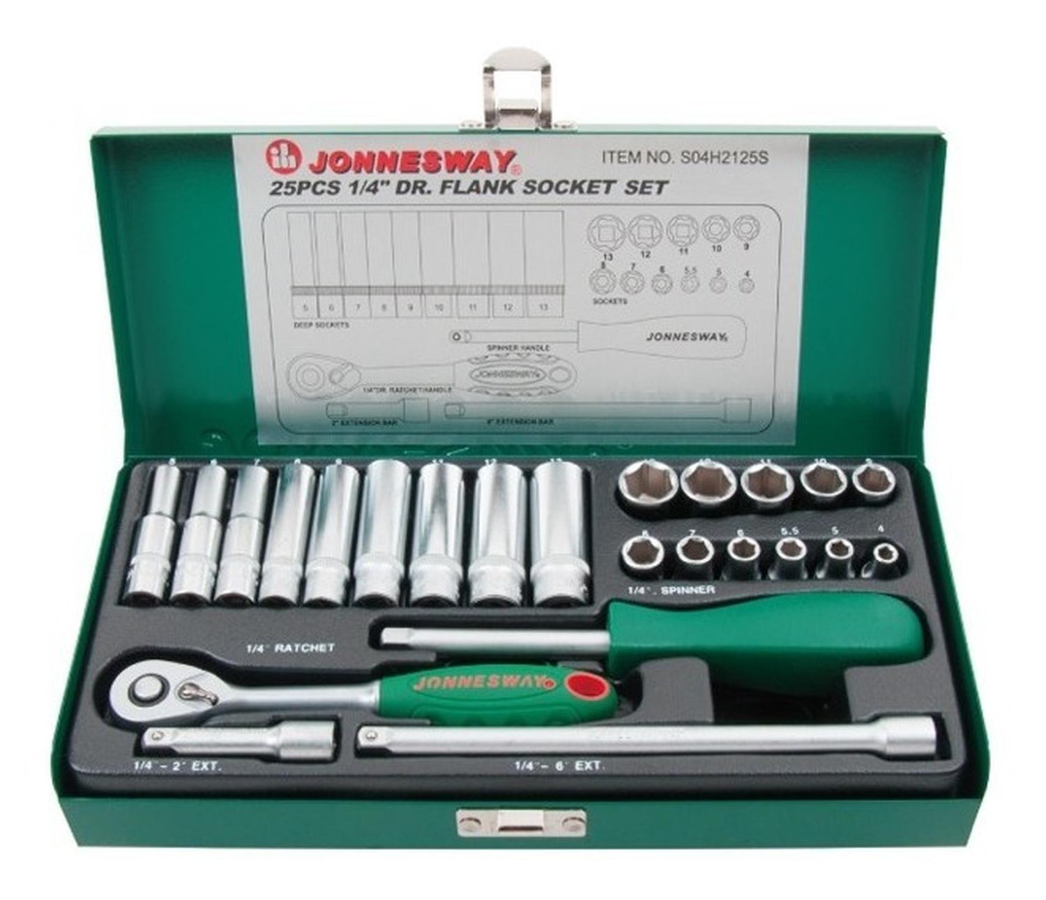 Juego De Dados Y Chicharra De 1/4'' 25 Pzas - JonnesWay - Herram.cl
