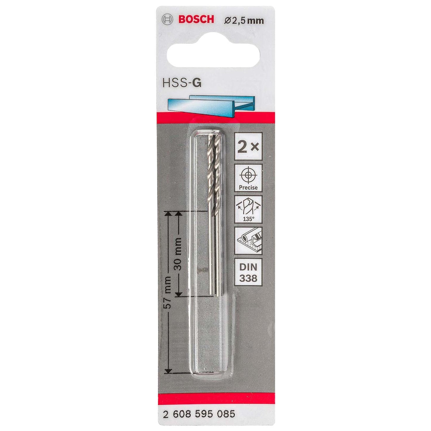 Broca Metal HSS - G 2.5mm - Blister x 2 und. - Bosch - Herram.cl