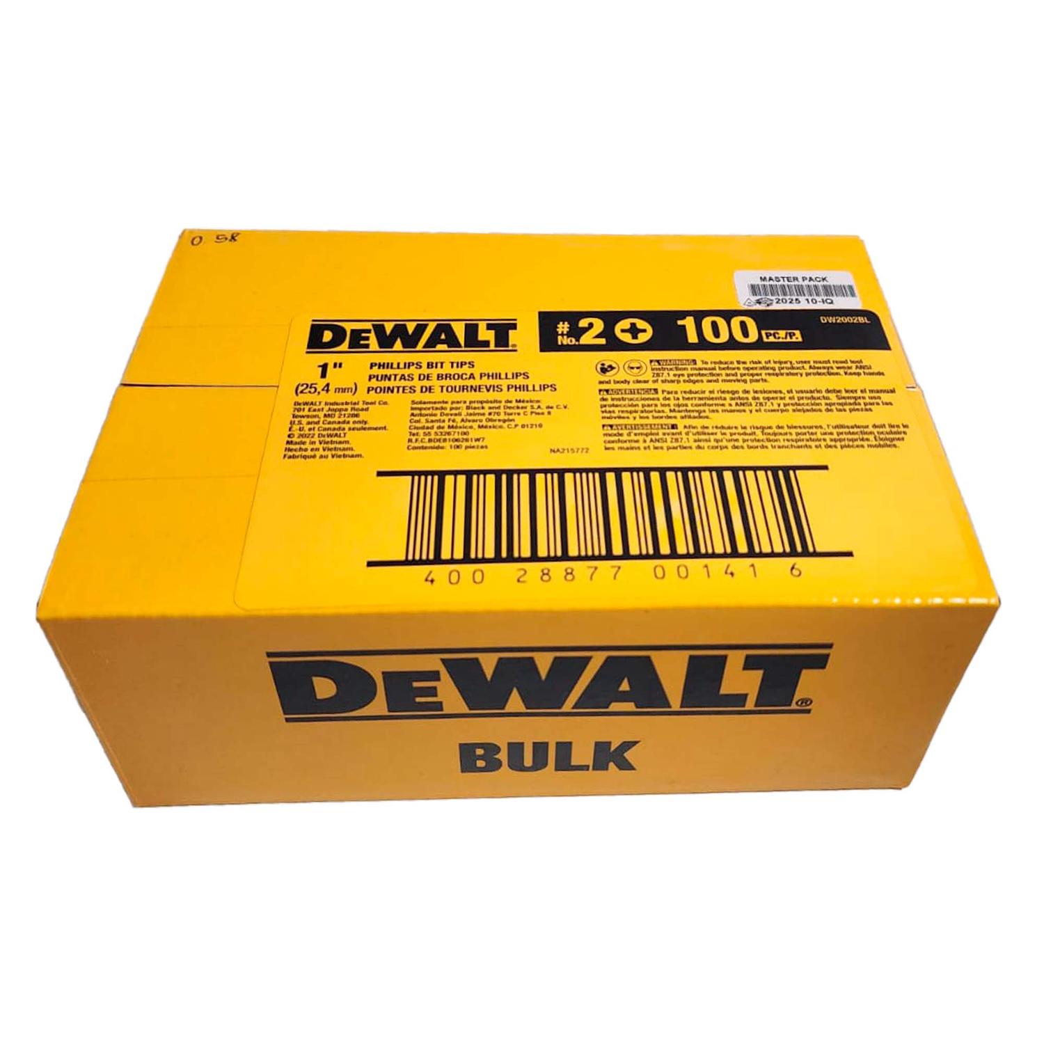 Caja 100 Puntas de atornillar PH2x1'' (25,4mm) - DeWALT - Herram.cl