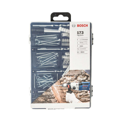Set Fijación Bosch 173 Piezas Brocas Puntas y Tarugos - Herram.cl