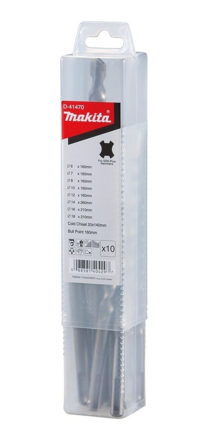 Set 10 Piezas Brocas Y Cincel SDS - Plus - Makita - Herram.cl