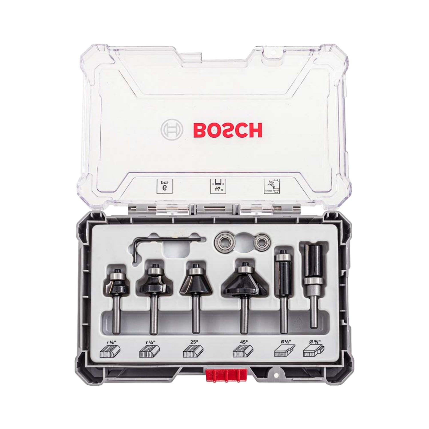 Set de fresas de Con rodamientos 1/4'' 6 Pzas - Bosch - Herram.cl