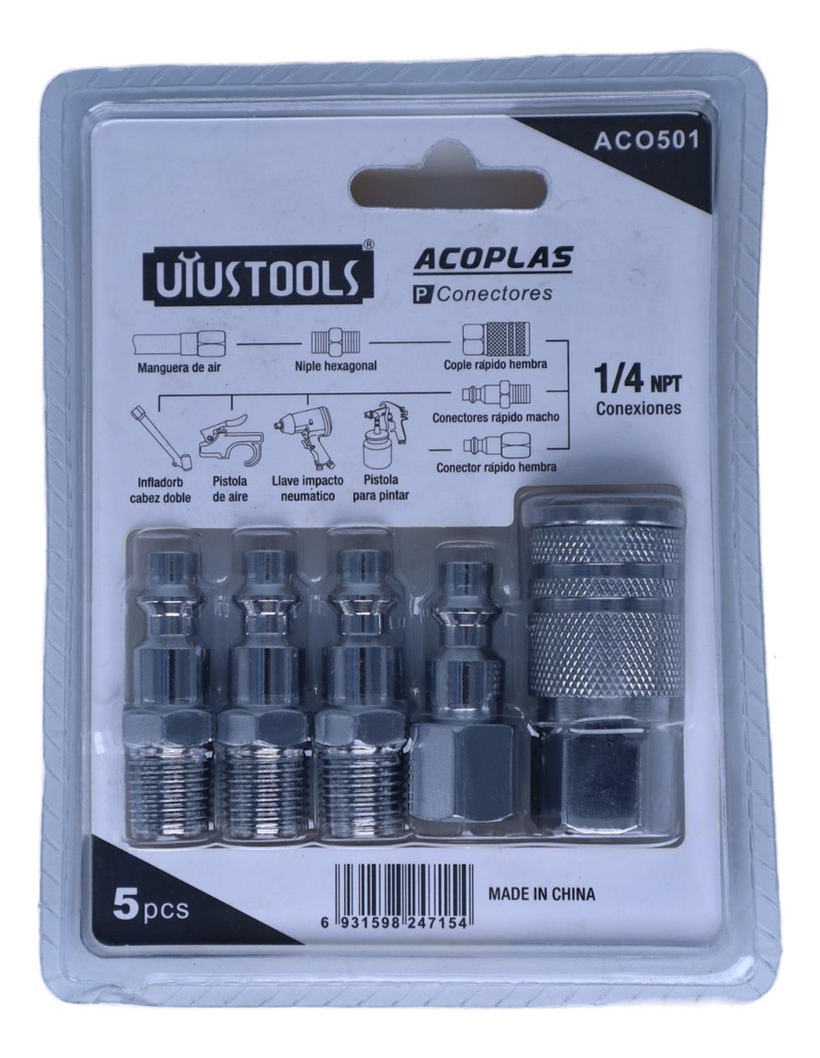 Set Acople Rapido Para Compresor 1/4 Npt Uyustools - Aco501 - Herram.cl
