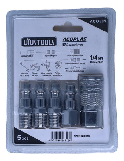 Set Acople Rapido Para Compresor 1/4 Npt Uyustools - Aco501 - Herram.cl