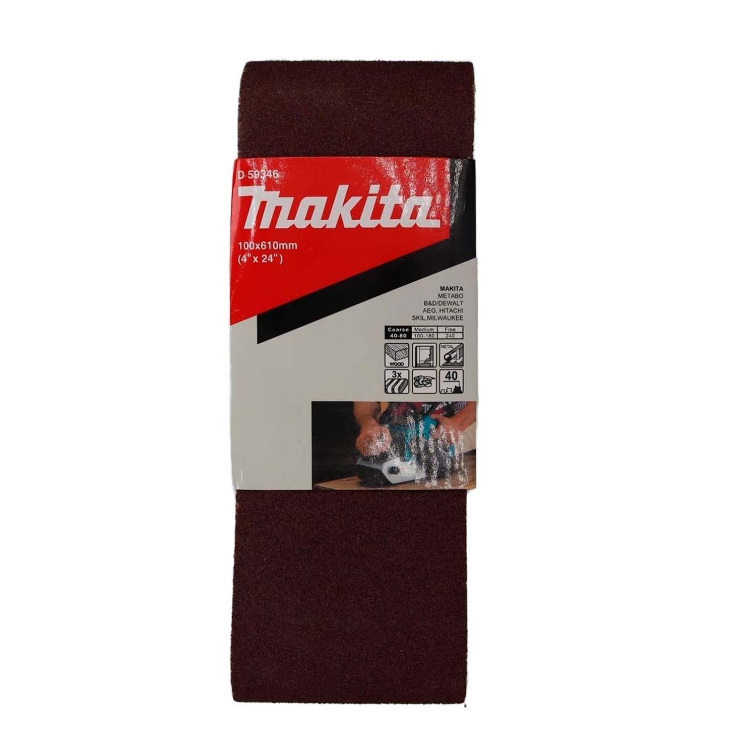 Pack 3 Lijas De Banda 4''x24'' (100x610mm) - Makita - Herram.cl