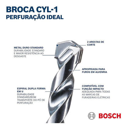 Pack 5 Brocas Concreto Bosch 10x80x120mm - Bosch - Herram.cl