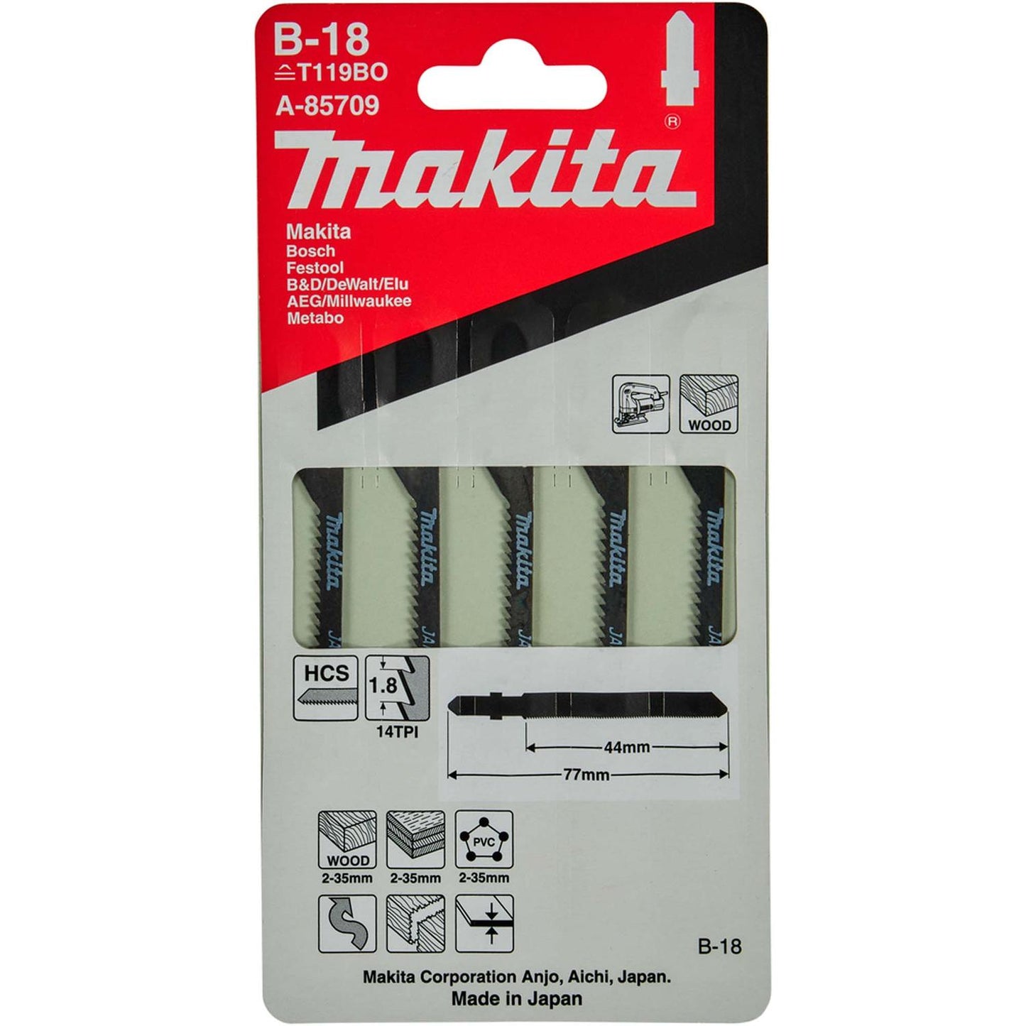 Hoja De Calar HCS 77mm Madera, plástico Curvo 5 Pzas - Makita - Herram.cl