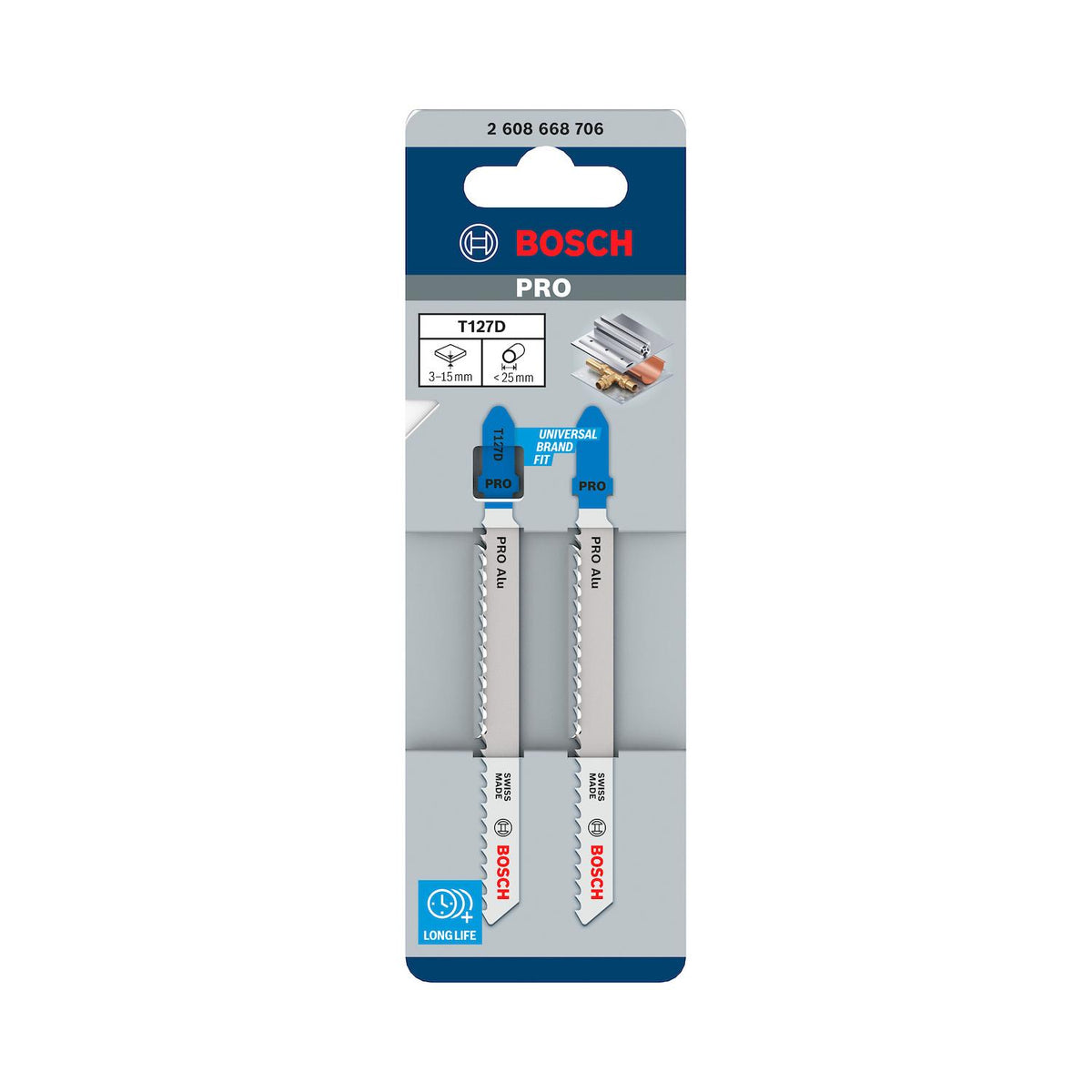 Hoja Caladora Bosch PRO T127D Aluminio Metal 100mm 2 Piezas - Herram.cl