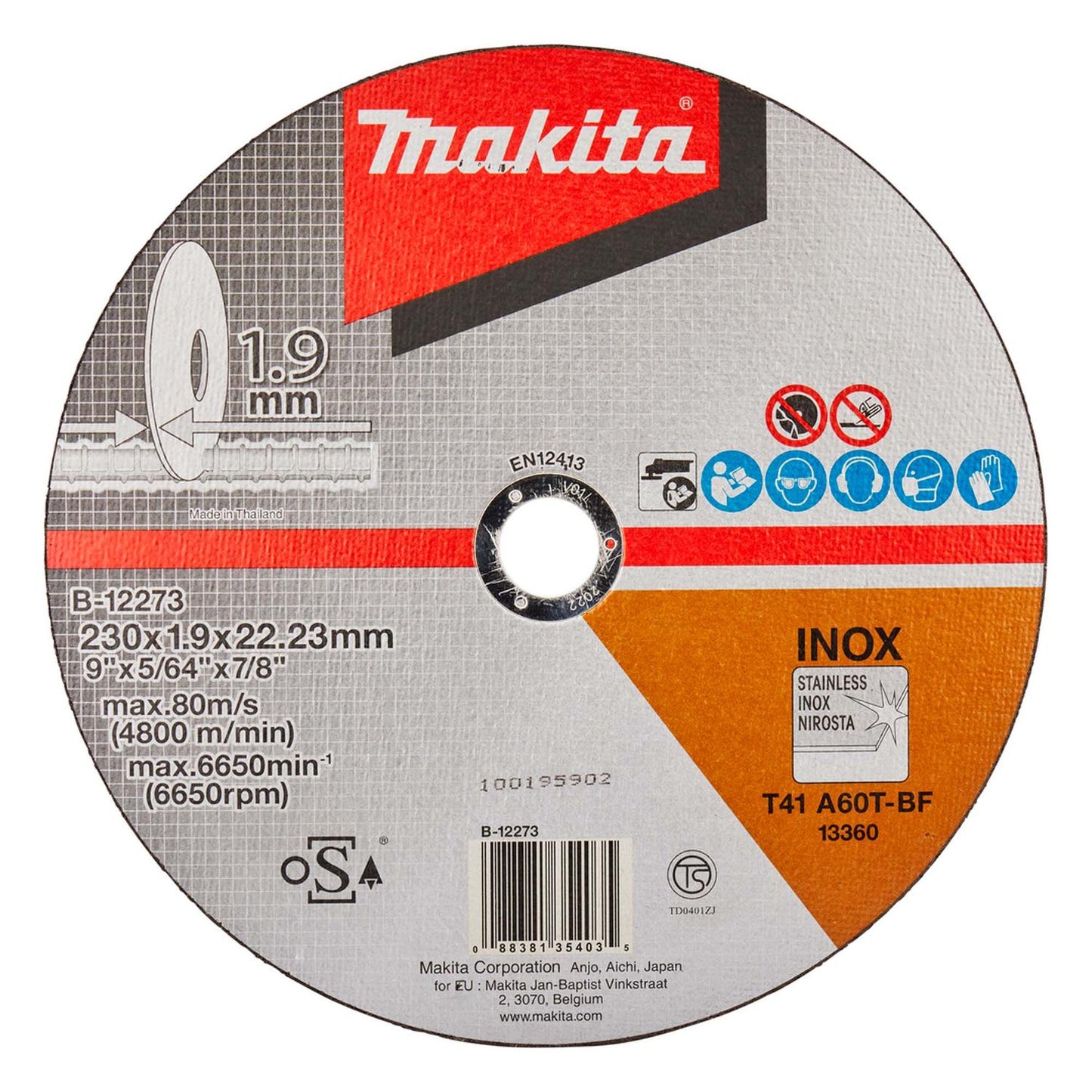 Disco de Corte Inox 230x1,9mm A60T - Makita - Herram.cl