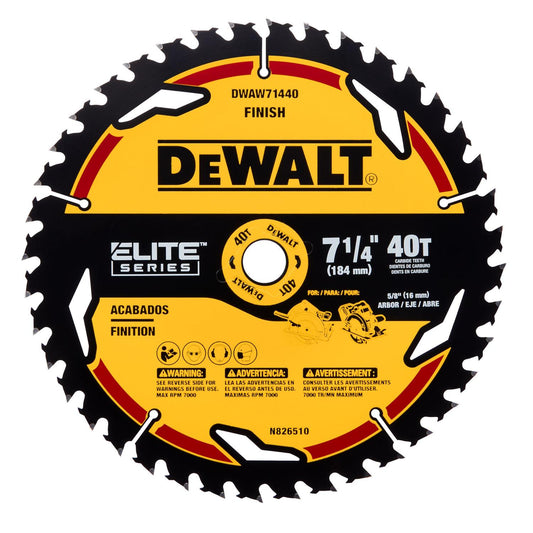 Disco De Sierra Elite Series 7 - 1/4'' Eje 5/8'' 40T - DeWALT - Herram.cl