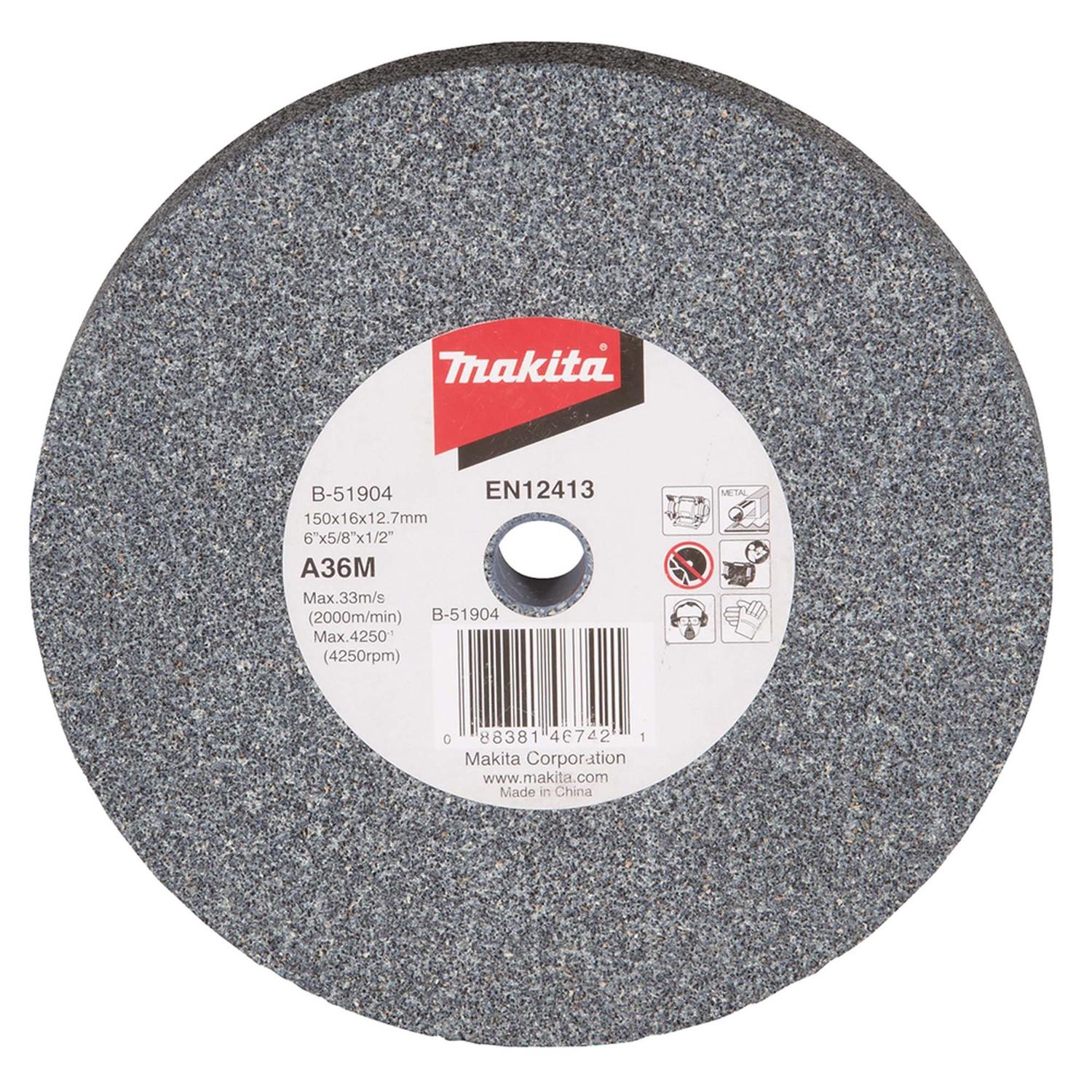 Piedra Para Esmeril de Banco 6''x5/8''x1/2'' A36M - Makita - Herram.cl