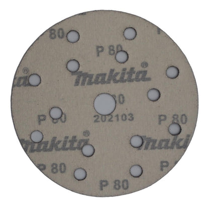 Pack 10 Discos Lija Con Velcro 150mm (6'') G80 - Makita - Herram.cl