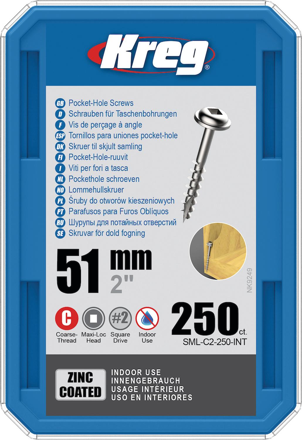Tornillos Para Orificios Ocultos 2'' (250 Und.) - Kreg - Herram.cl