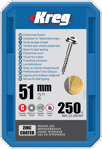 Tornillos Para Orificios Ocultos 2'' (250 Und.) - Kreg - Herram.cl