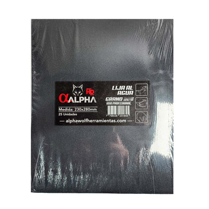 Pack 25 Pliegos de Lija Al Agua 230x280mm - Alpha Pro - Herram.cl