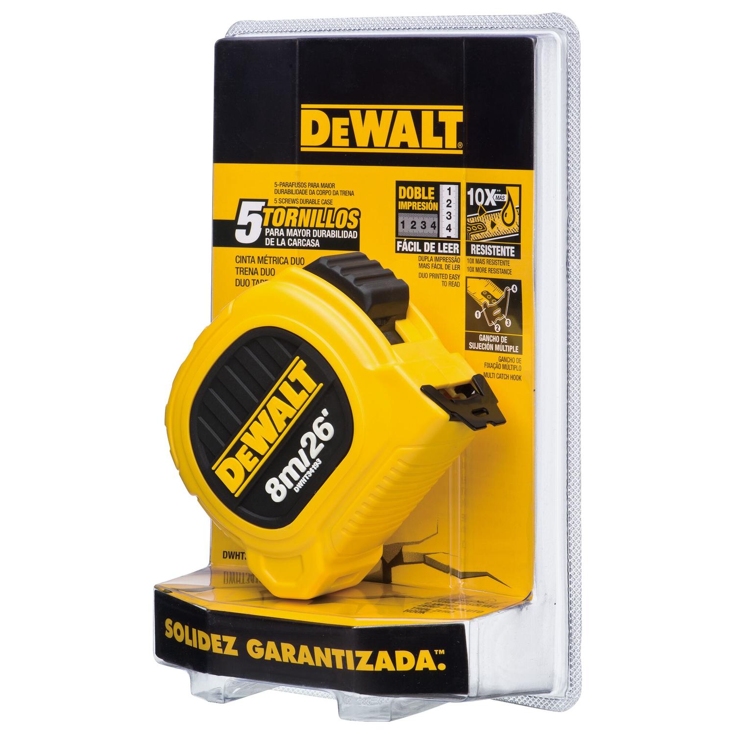 Huincha de Medir 8M/26'x25mm Diseño Compacto - DeWALT - Herram.cl