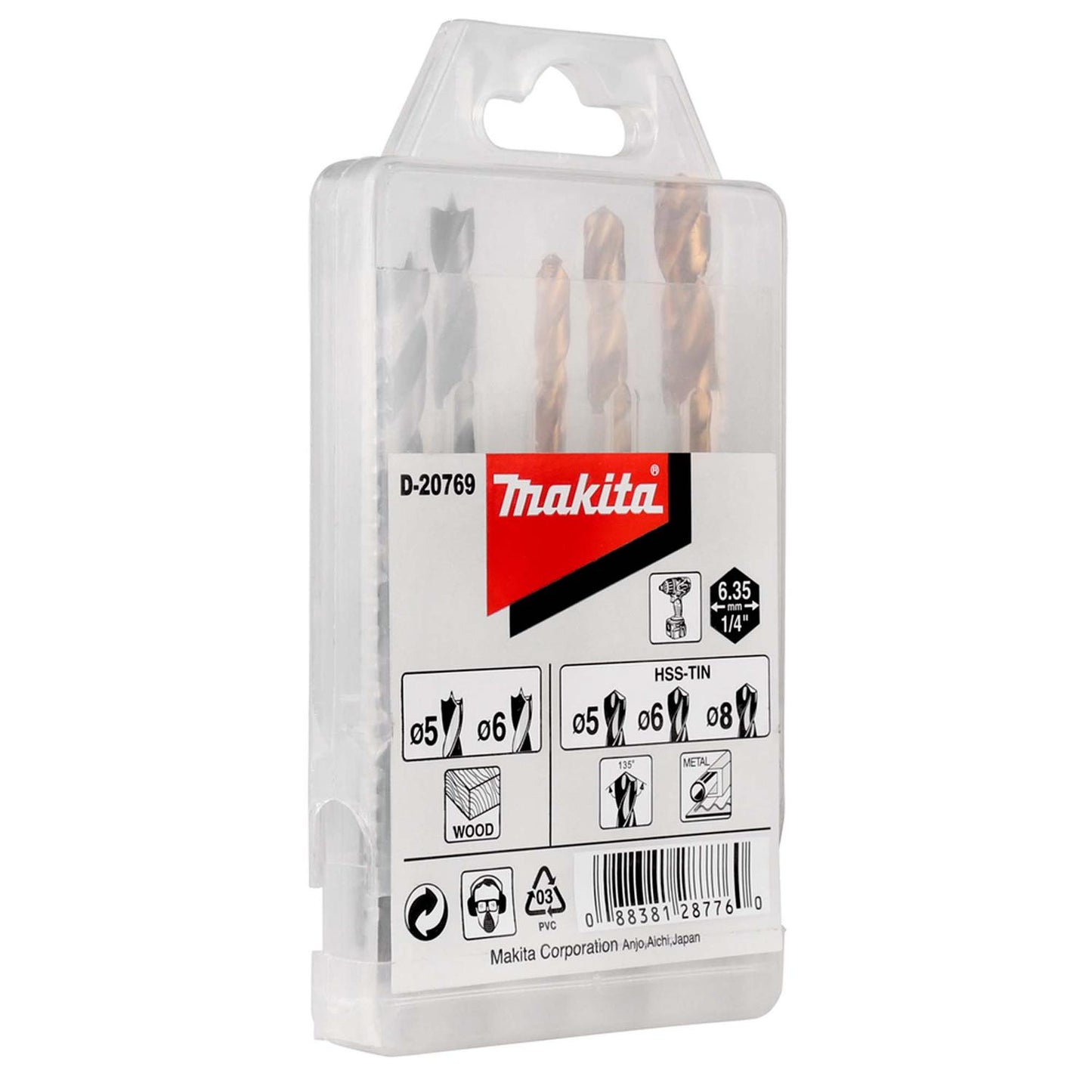 Set Brocas Madera y Concreto 5 Pzas (Hex. 1/4'') - Makita - Herram.cl