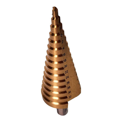 Broca Escalonada HSS 4 - 32mm 15 pasos - HEMIC - Herram.cl