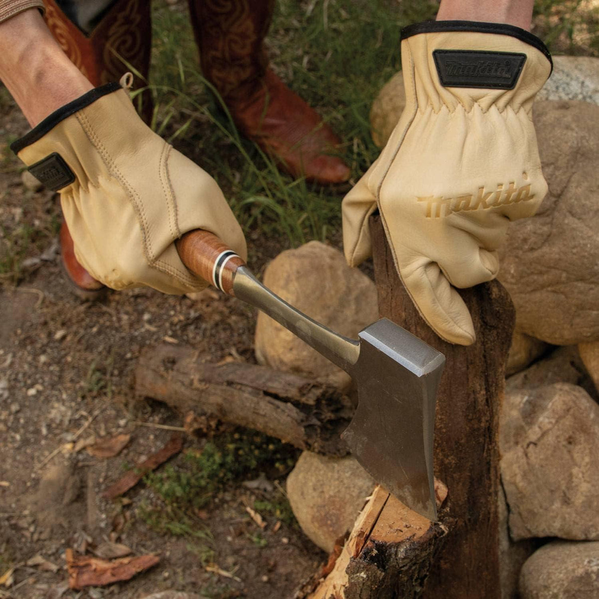 Guantes Cuero Makita T-04195 Trabajo Profesional L - Herram.cl