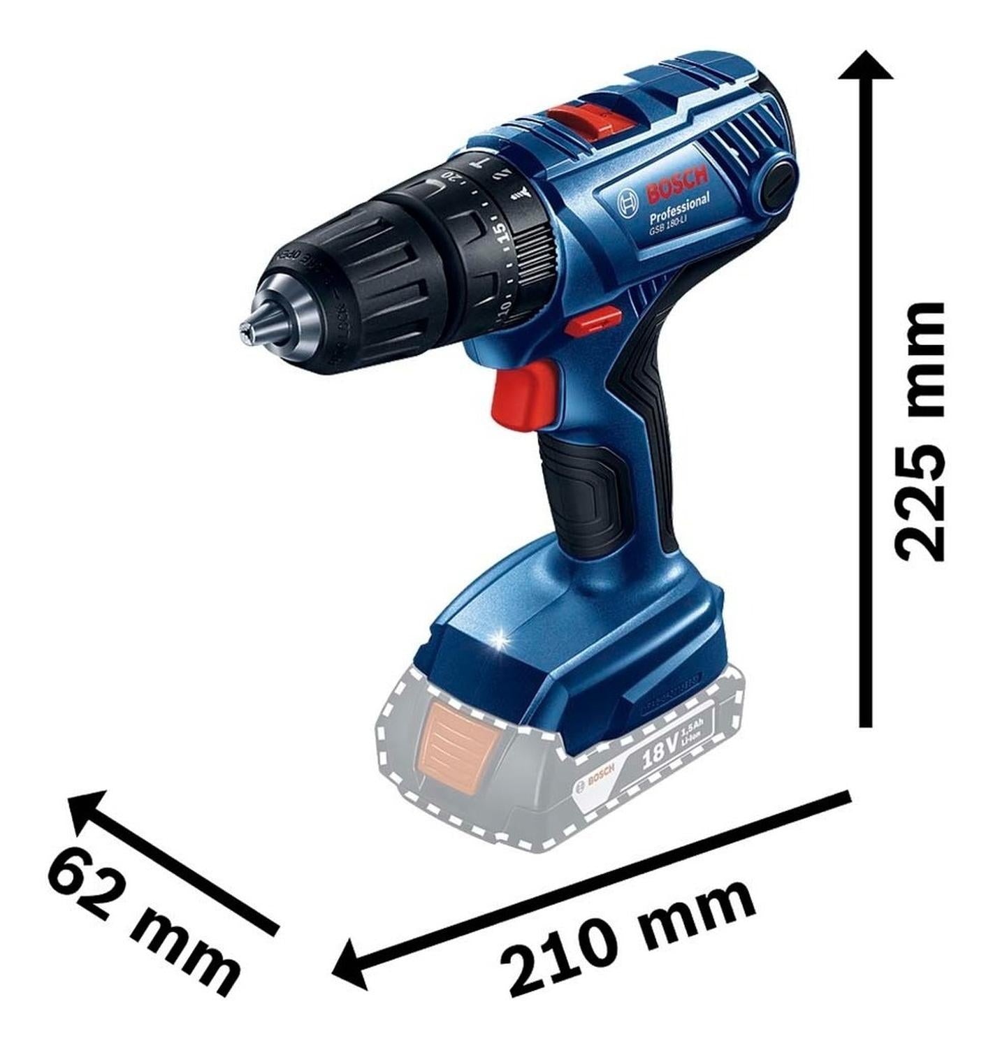Taladro Atornillador Percutor Bosch Gsb 180 - li 18v Bare Tool - Herram.cl