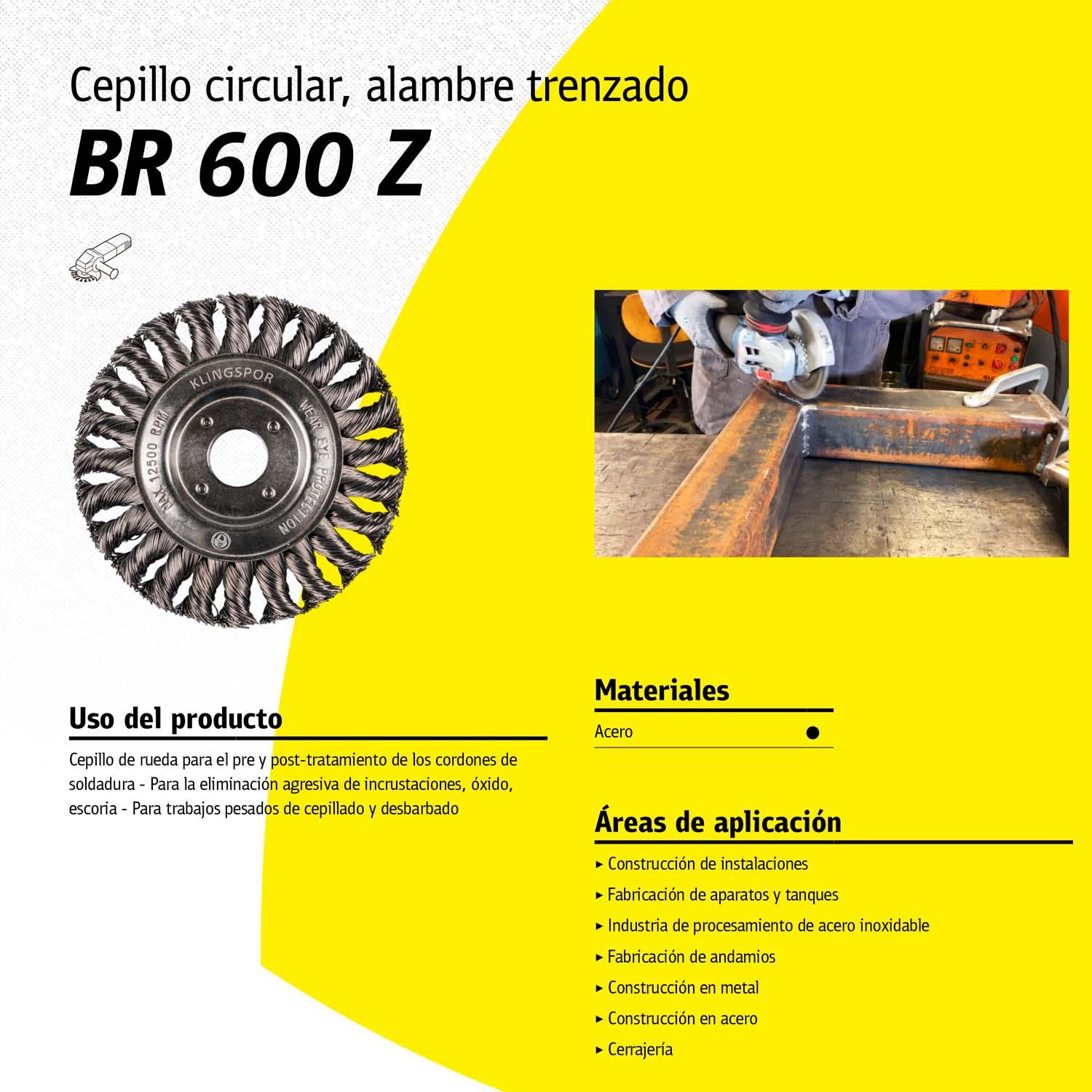 Grata Circular Trenzada BR600Z 115x14x22,23mm - Klingspor - Herram.cl