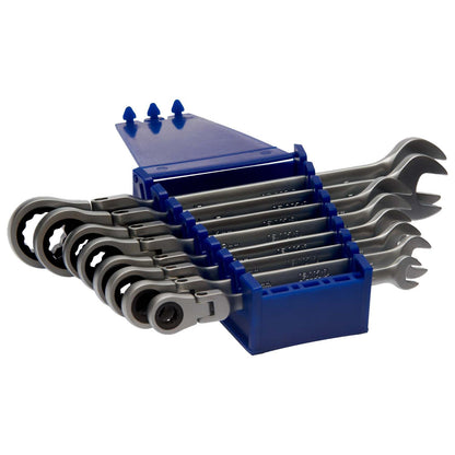 Juego de 8 llaves combinadas de cabeza flexible con carraca - Irimo - Herram.cl