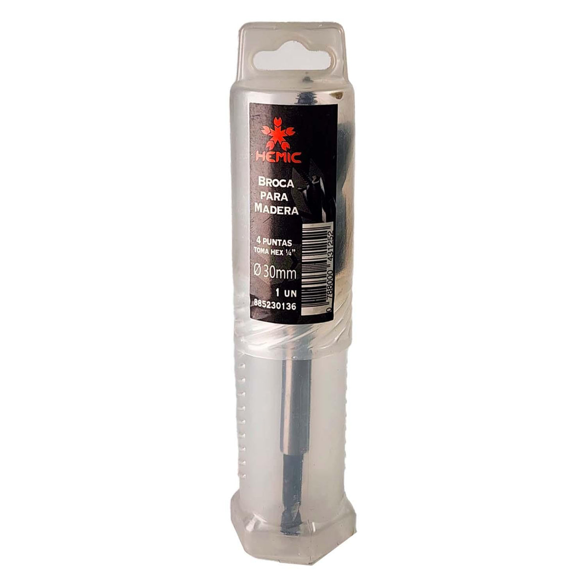Broca 4-Puntas para Madera 30x165mm Hex. - HEMIC - Herram.cl
