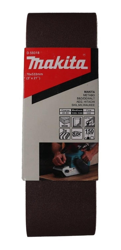 Pack 3 Lijas De Banda 3''x21'' (76x533mm) - Makita - Herram.cl