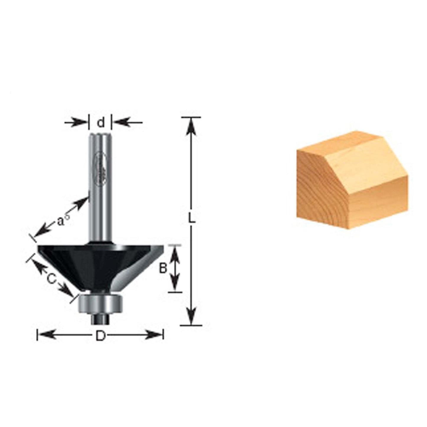 Fresa Biselar C/Rod. 45°x1 - 3/4''x29/32'' Toma 1/2'' - Makita - Herram.cl