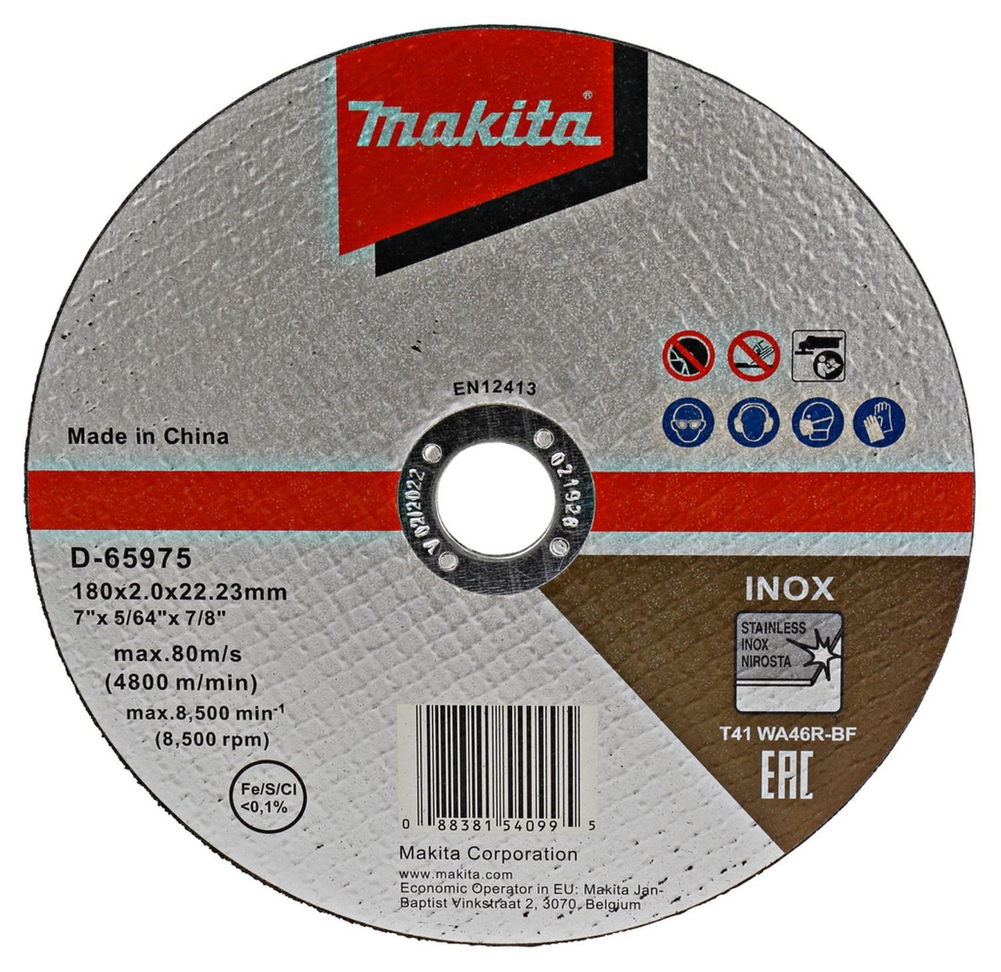 Pack 10 Discos Corte Acero Inox. 7''x2mm – Makita - Herram.cl
