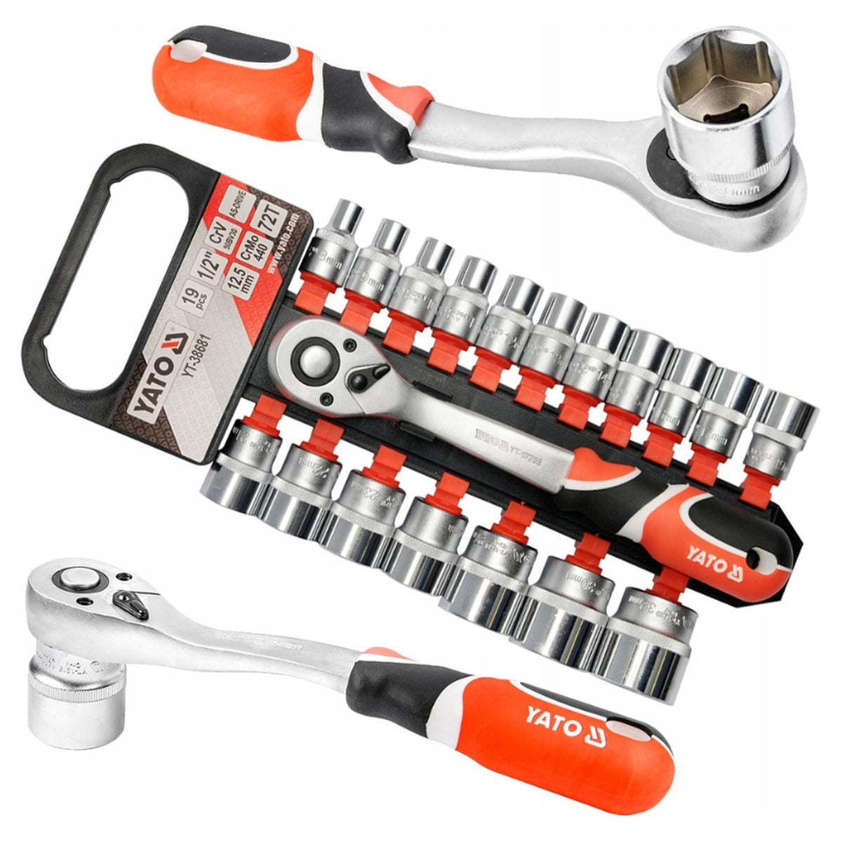 Juego 19 Dados con Chicharra Yato YT-38681 1/2'' 8-32mm - Herram.cl