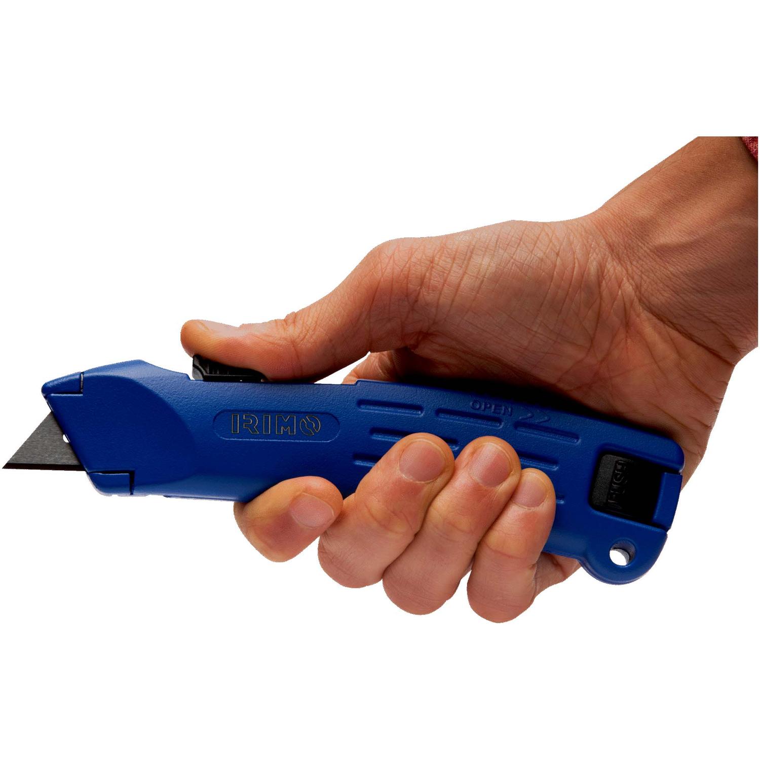 Cúter de hoja trapezoidal con sistema de seguridad - Irimo - Herram.cl