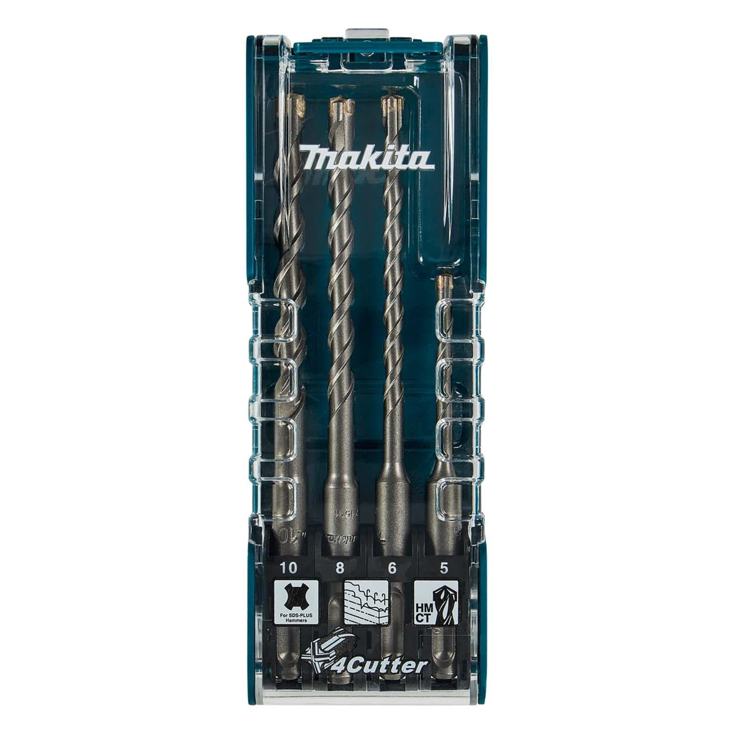 Set Brocas SDS - Plus 4 Aristas (5,6, 8, 10mm) 4 Pzas - Makita - Herram.cl