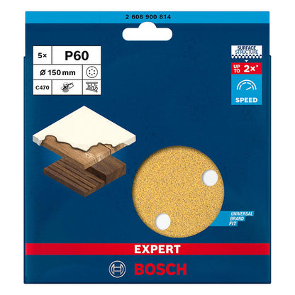 Pack 5 Discos de Lija EXPERT C470 6'' (150mm) - Bosch - Herram.cl