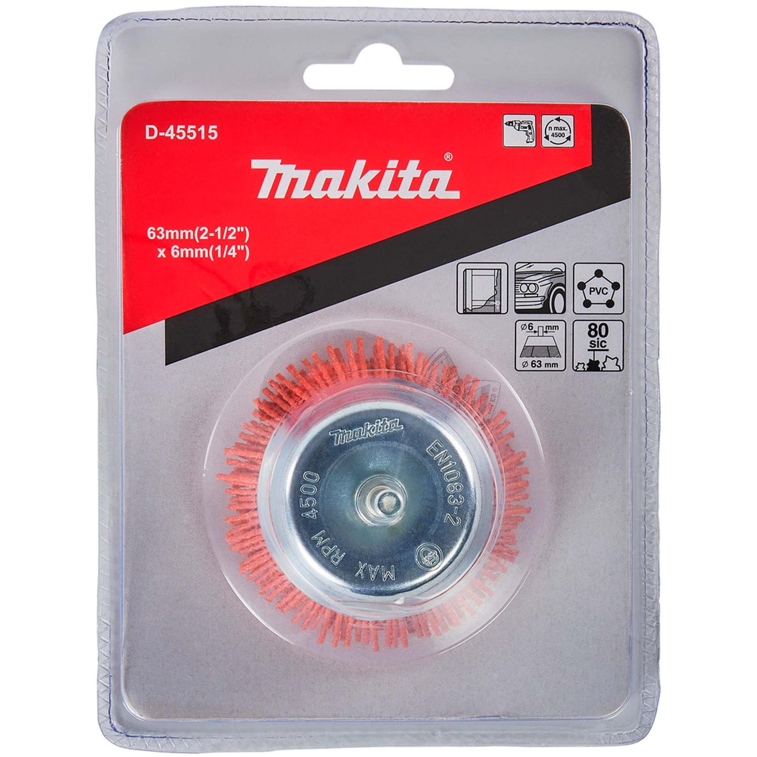 Grata Copa Nailon 63mm G80 Vástago 6mm - Makita - Herram.cl
