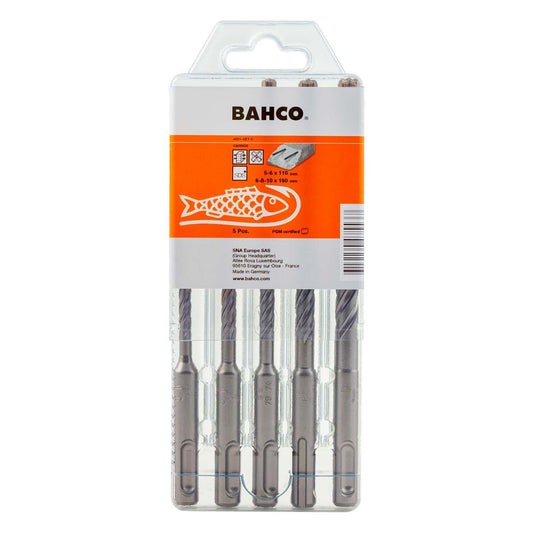 Juego De Brocas SDS-Plus 4 Aristas 5 - 10mm / 5 Pzas - Bahco - Herram.cl