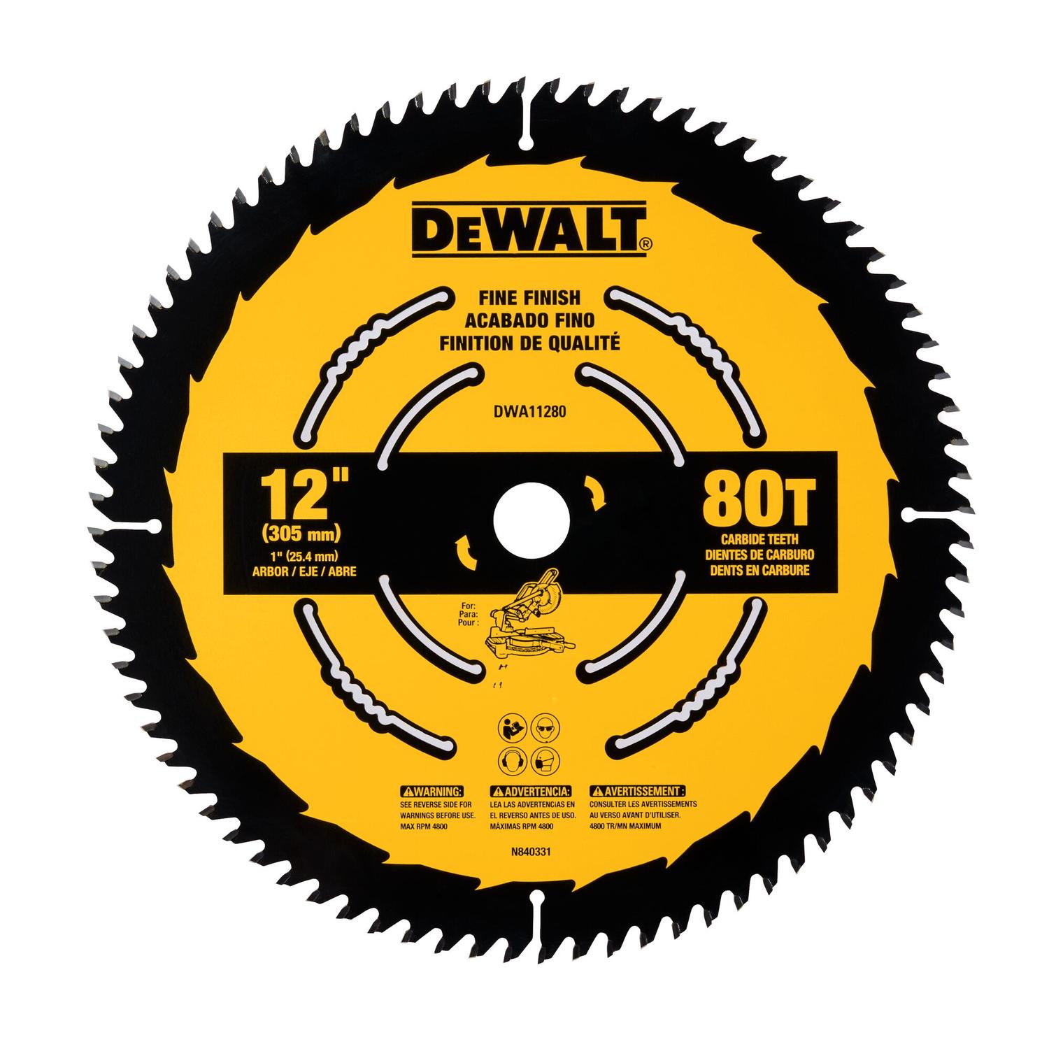 Disco De Sierra 12'' Eje 1'' 80 D Acabado Fino - DeWALT - Herram.cl