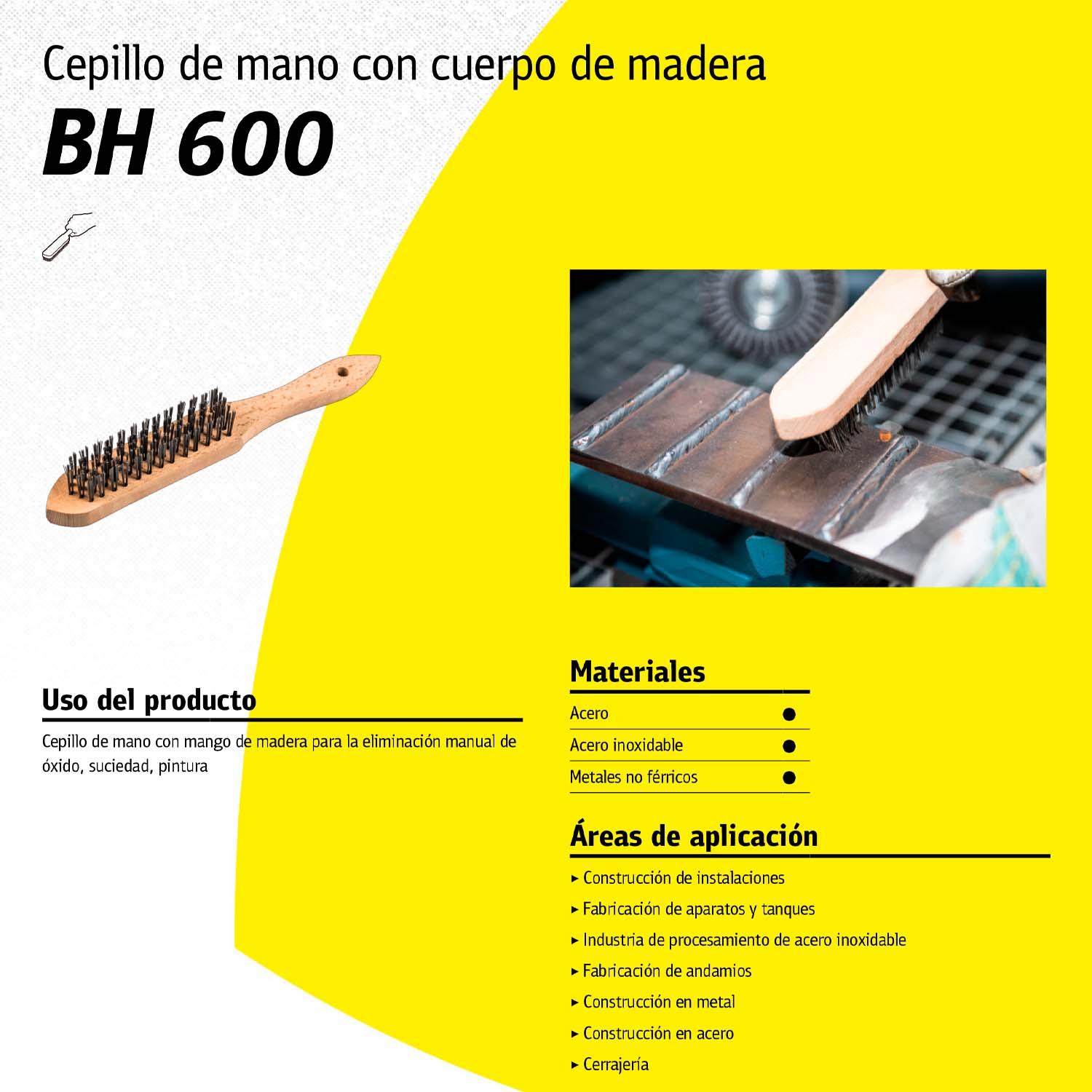 Escobilla Acero BH600 125x25x290mm / 5 Hileras - Klingspor - Herram.cl