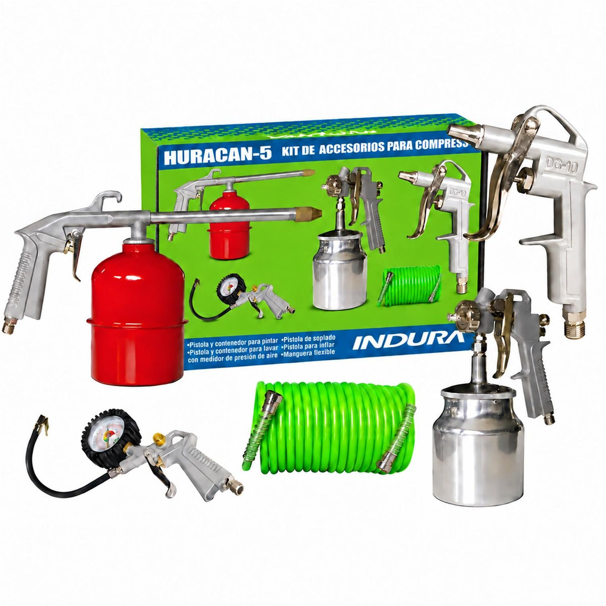 Kit Accesorios Compresor 5 Piezas Indura Huracán 5 105521 - Herram.cl