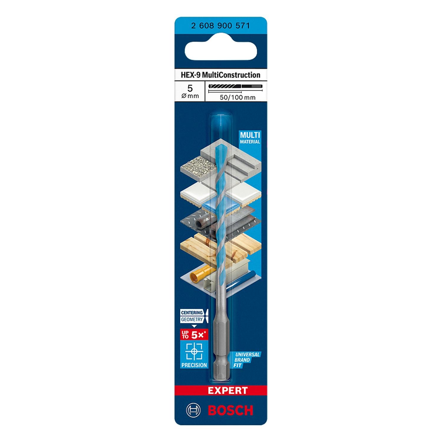 Broca Expert Hex - 9 Multiconstruction Ø5x50x100mm - Bosch - Herram.cl